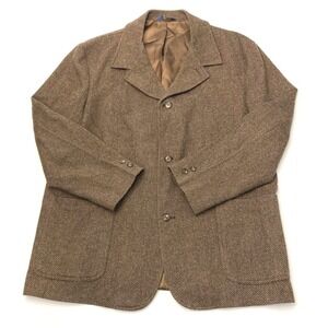 Vintage Pendleton Wool Car Utility Coat Blazer 3 Button‎ Patch Pockets Brown XL
